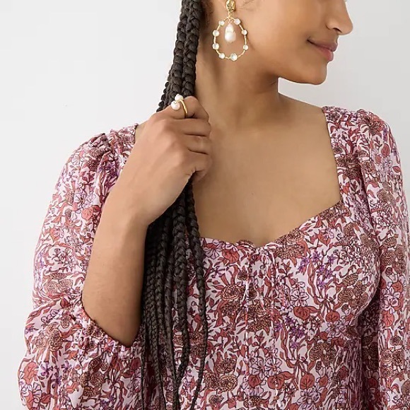 🌸 J. Crew Sweetheart long-sleeve midi dress in fête floral - Picture 2 of 5